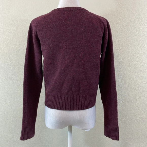 Anthropologie Sleeping on snow 100% wool cropped open maroon cardigan small - Picture 3 of 7